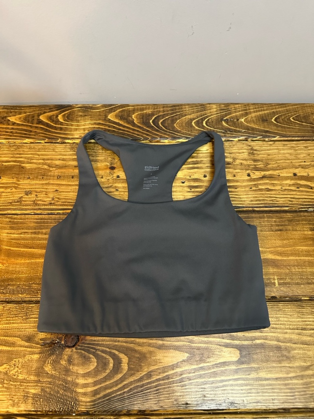 Girlfriend Collective Paloma Racerback Bra Gray Size S Minimalist Athlesiure